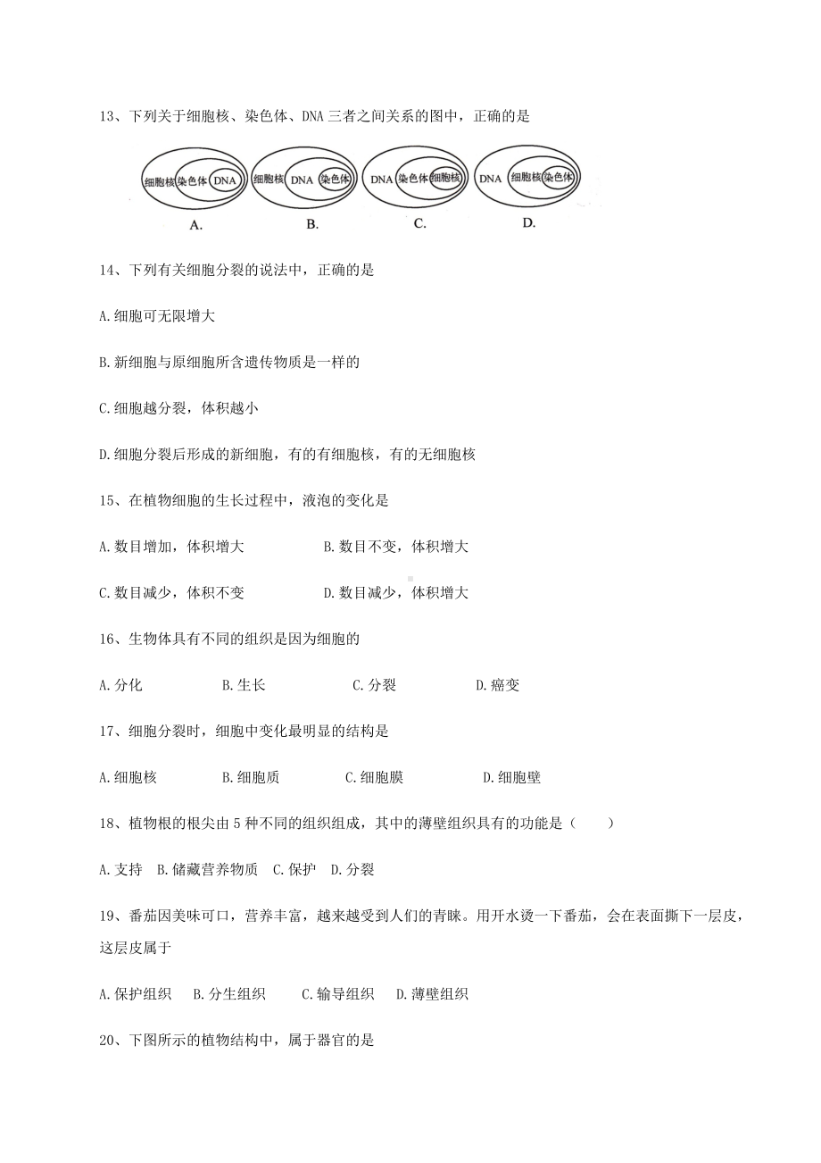 七年级生物下学期期中试题苏科版.doc_第2页