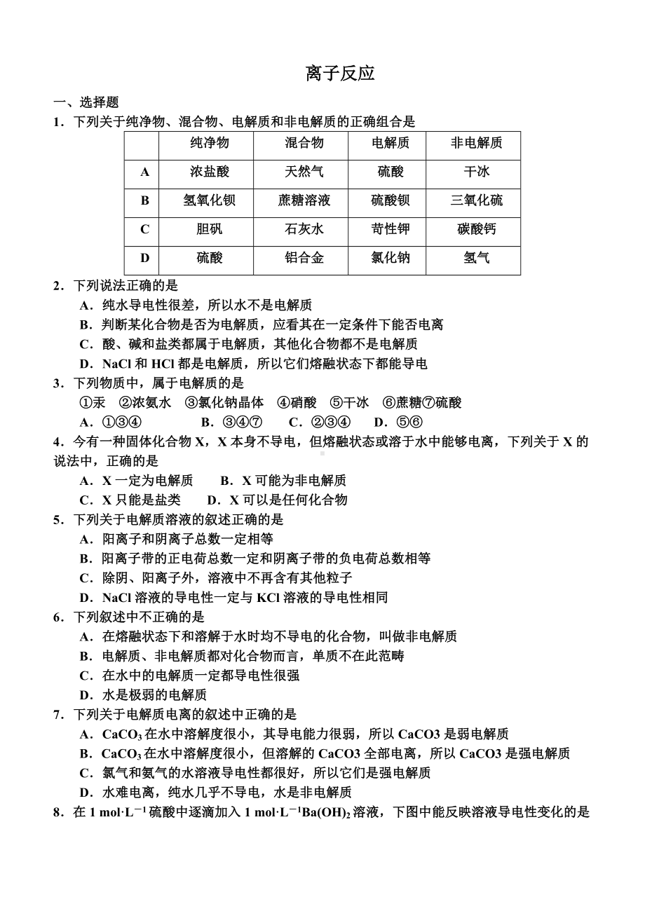 人教版高中化学必修一第二章第二节练习题.doc_第1页