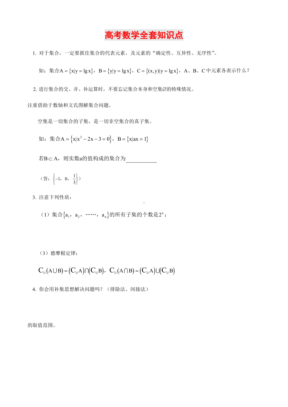 2020届高考数学全套知识点解题方法技巧归纳总结.docx_第1页