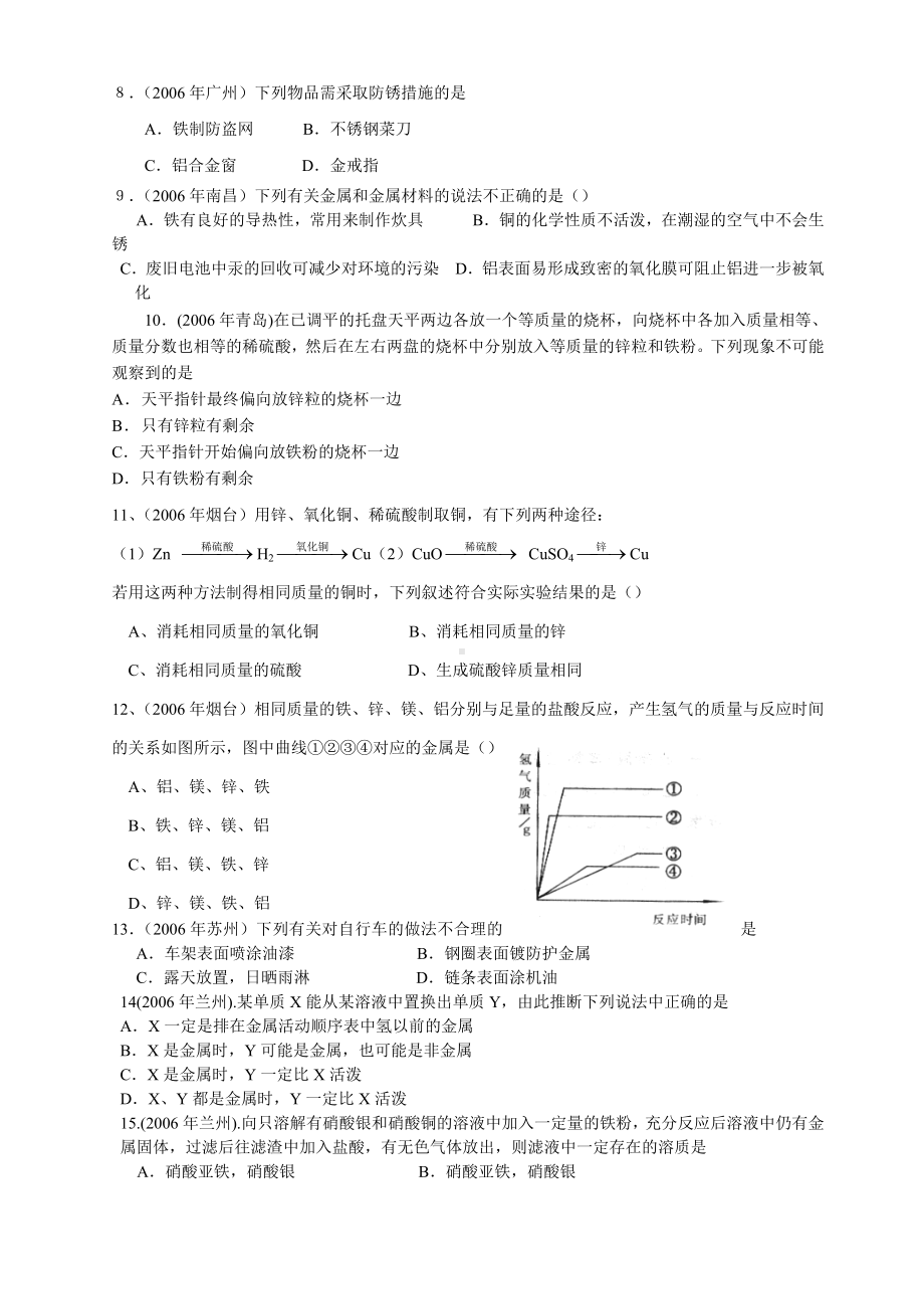 中考化学专题金属试卷.doc_第2页