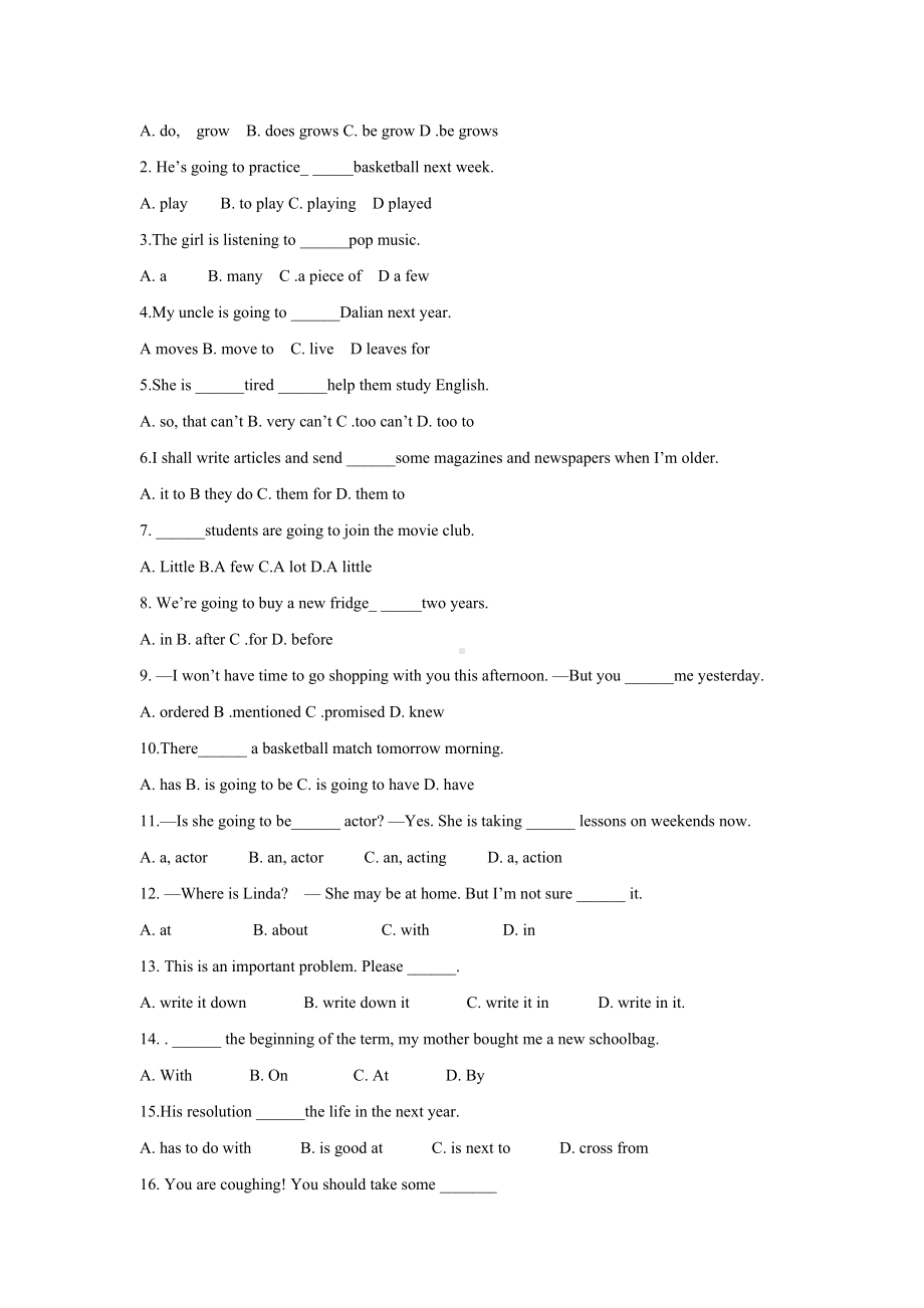 人教新目标英语八年级上册Unit6单元练习题(有答案).doc_第3页