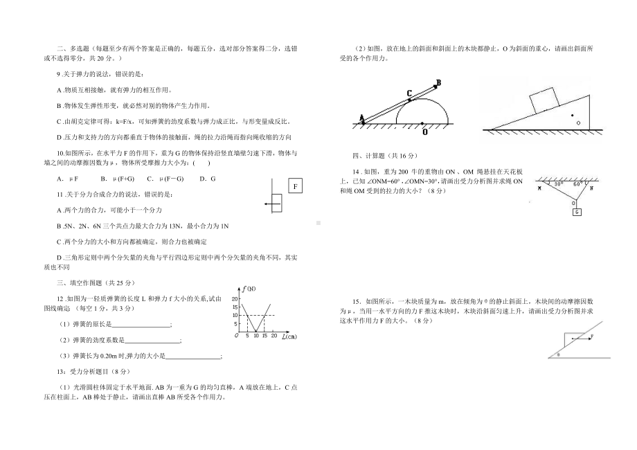 人教版物理必修一试题第三章综合练习答案.docx_第2页