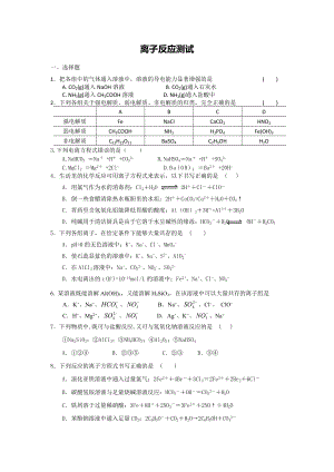 (完整版)高三离子反应练习题.doc