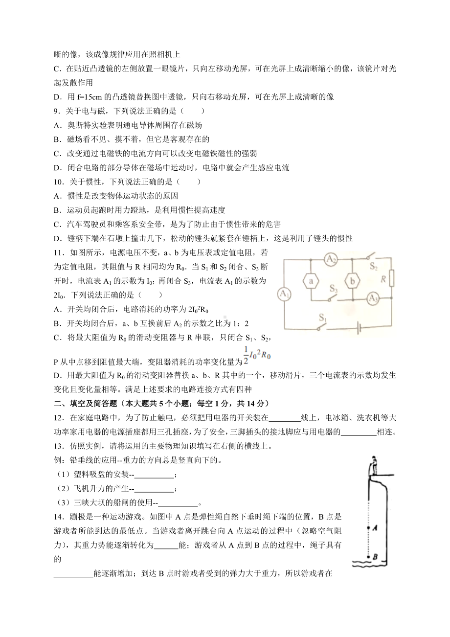 2020年河北省中考物理试题及参考答案(word解析版).docx_第2页