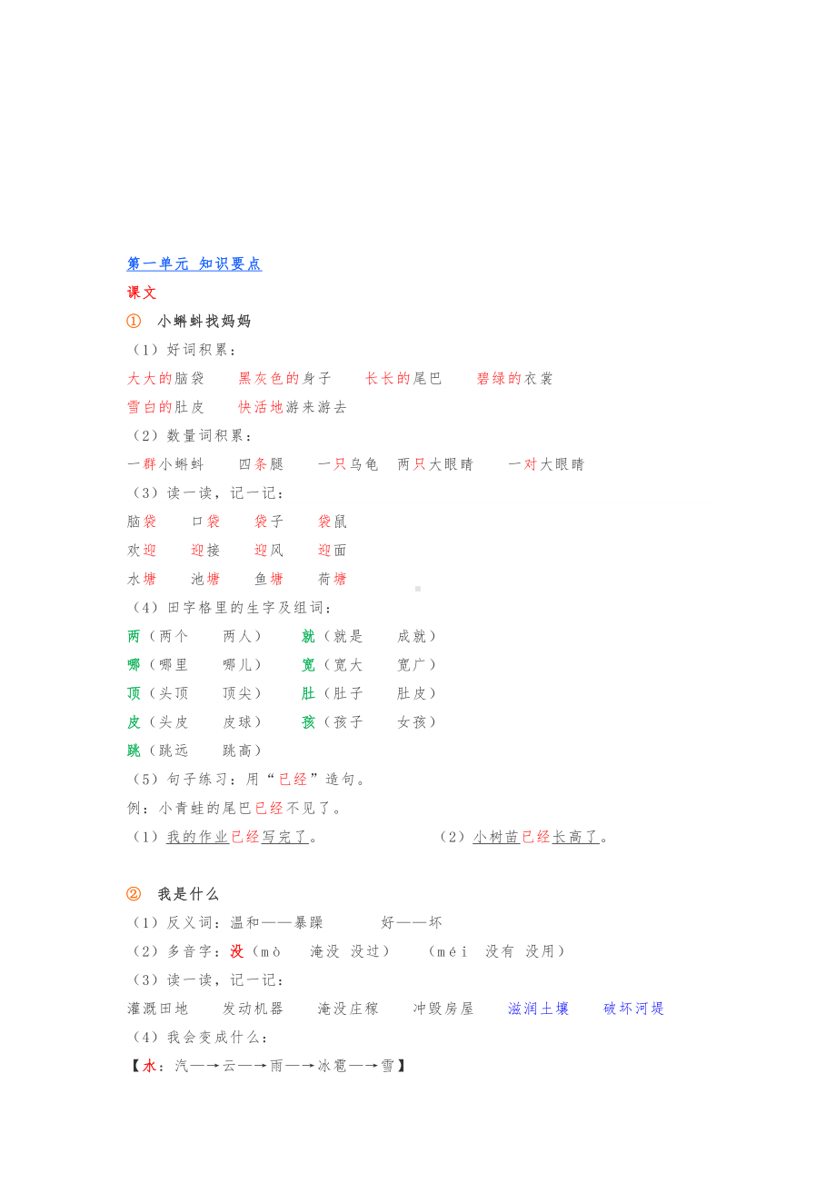 2019年部编版小学二年级语文上学期全册知识点总结.docx_第2页