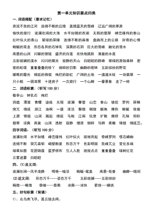 人教版四年级下语文各单元复习资料.doc