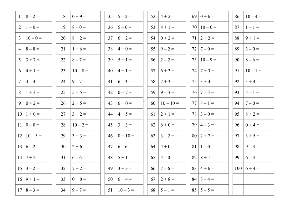 一年级10以内口算习题(每页100题).doc_第2页