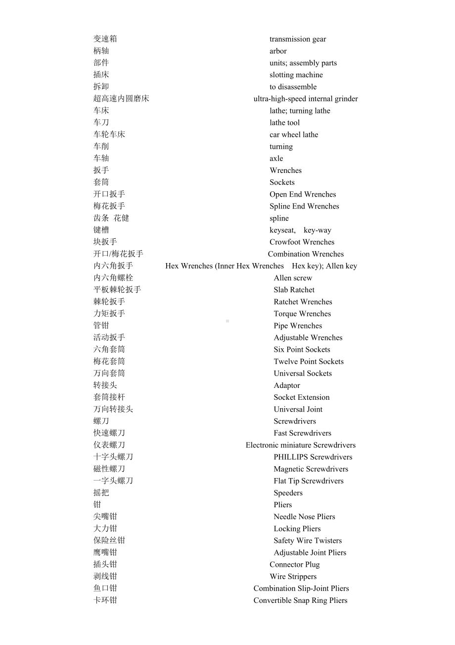 (完整版)机械工具英语词汇列表.doc_第2页