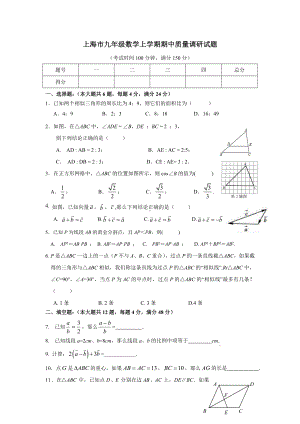 上海市九年级数学上册期中试卷及答案.doc