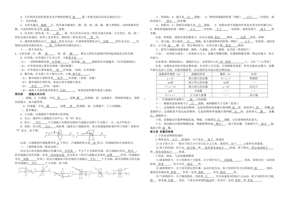 中考总复习初中物理基础知识点总结填空八年级(带答案).doc_第3页