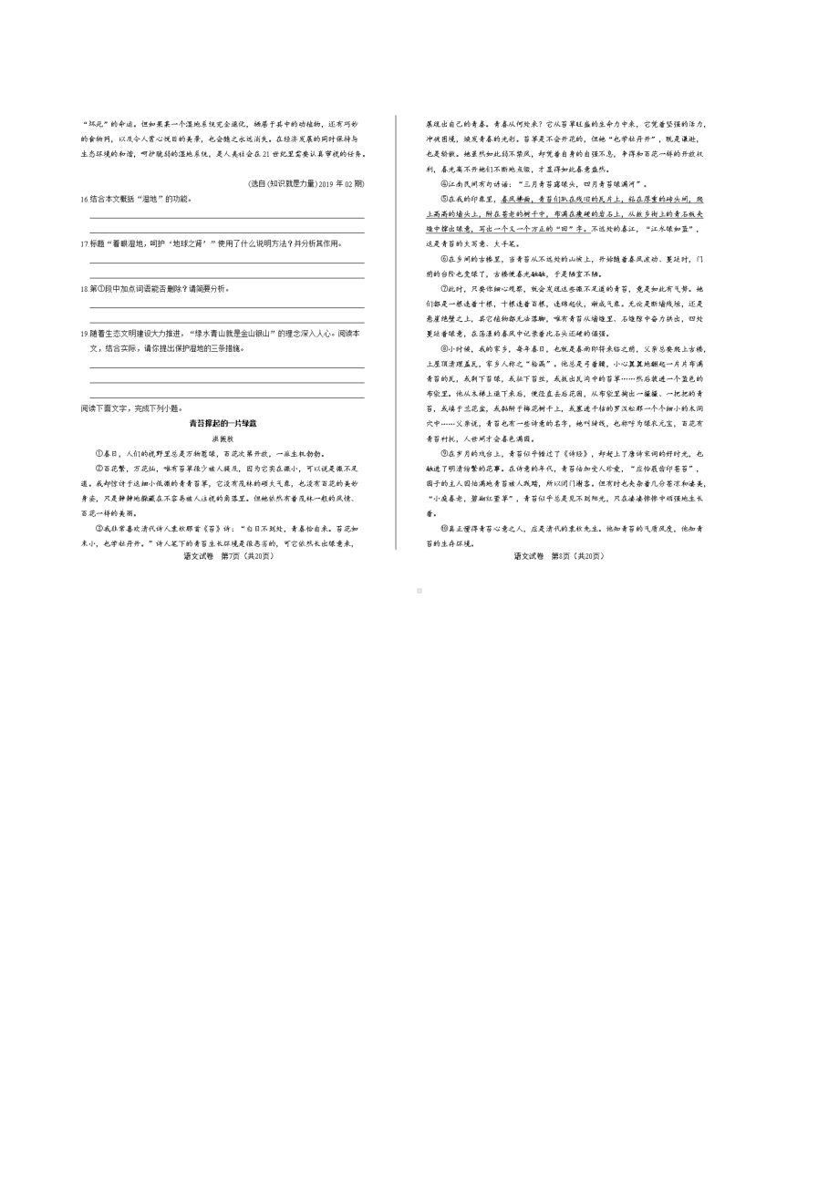 2019年云南省曲靖市中考语文试卷及答案解析.doc_第3页