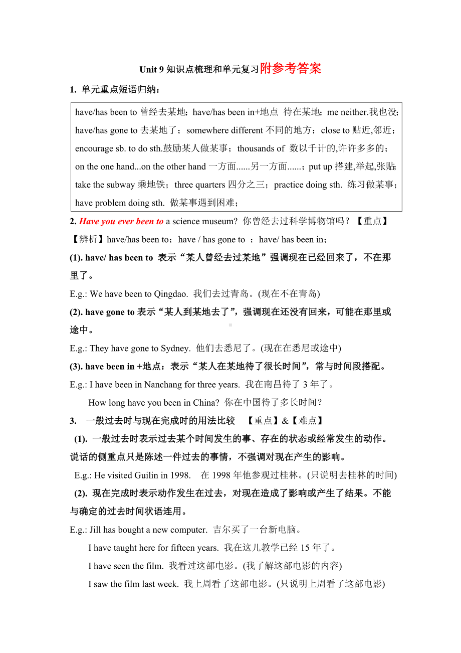 人教版八年级英语下册Unit9-Have-you-ever-been-to-a-museum知识点梳理及单元复习.doc_第1页