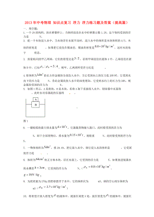 中考物理-知识点复习-浮力-浮力练习题及答案(提高篇).doc