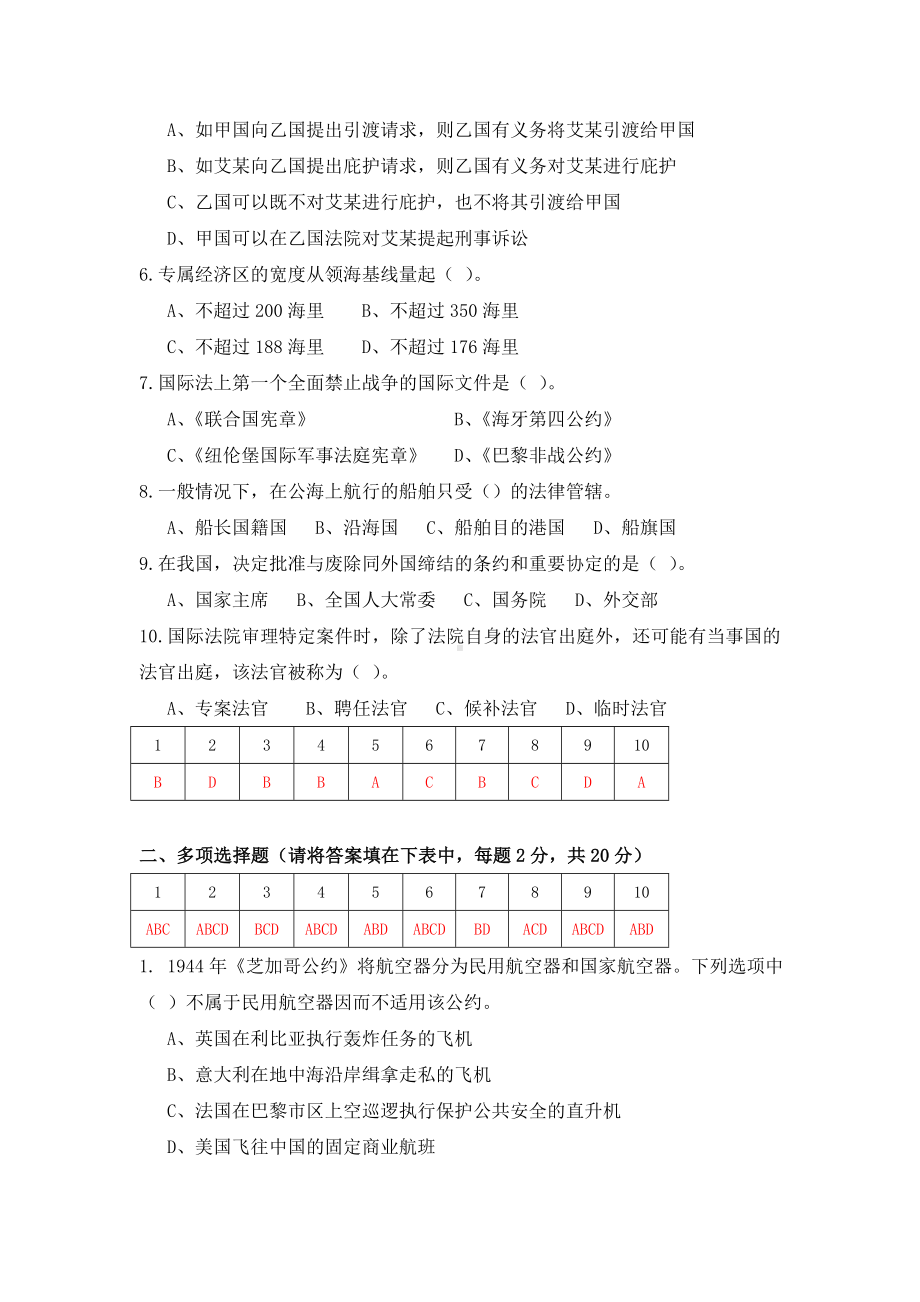 XX大学2021年2月《国际法》期末考试A卷附答案.doc_第2页