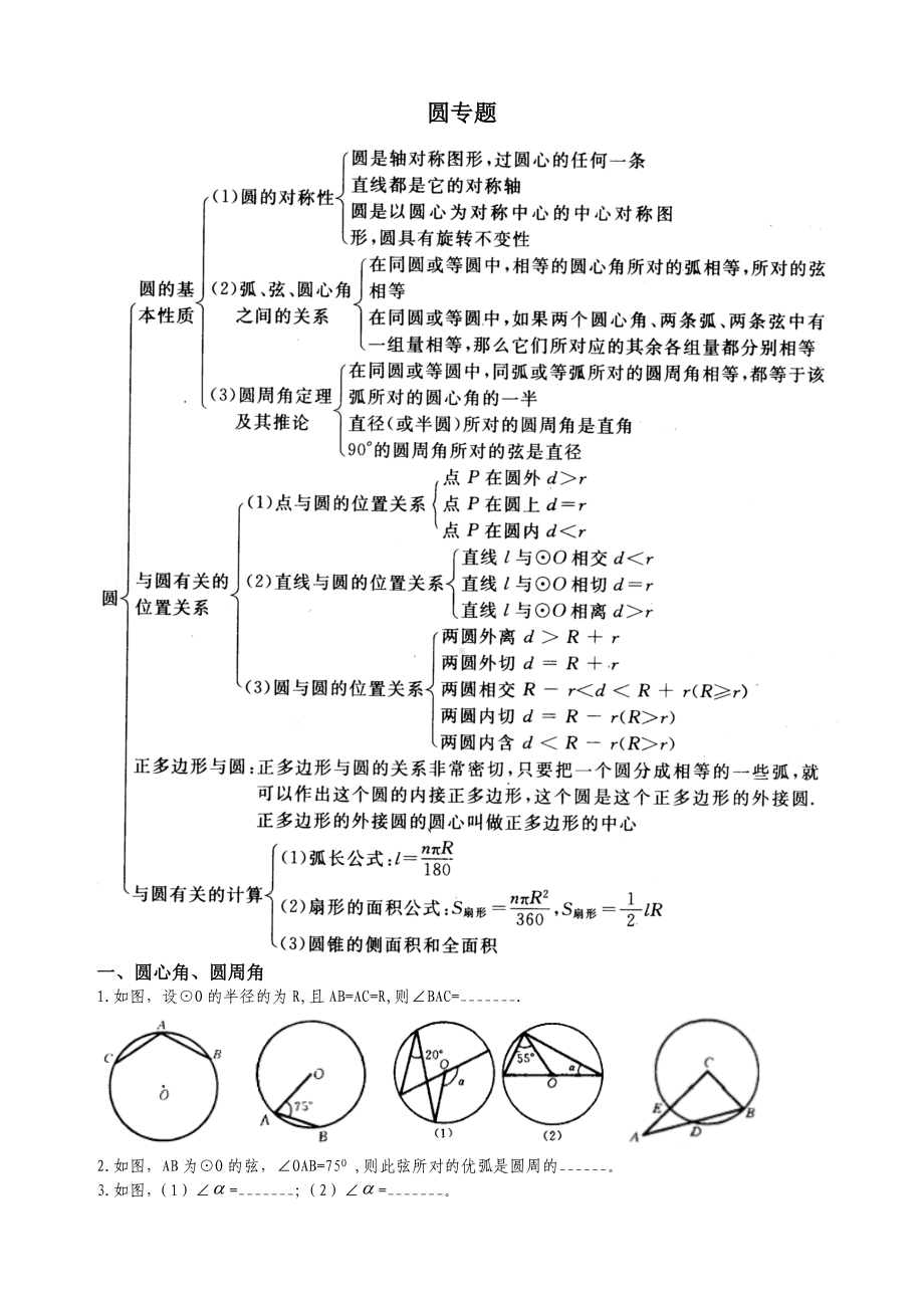 中考圆专题基础练习题.doc_第1页