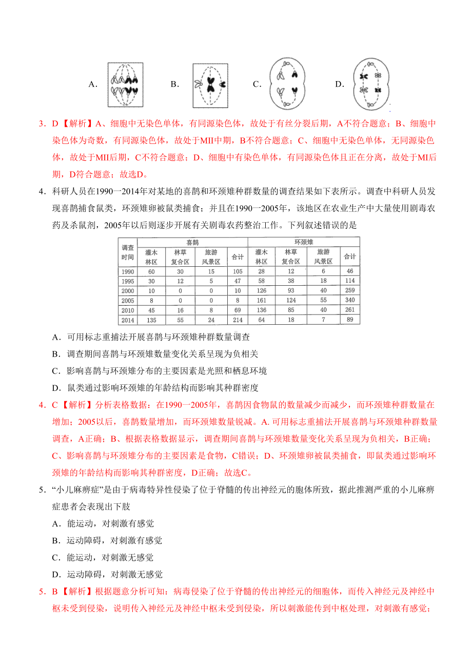 2020年1月浙江省普通高中学业水平考试生物模拟试卷B-.doc_第2页