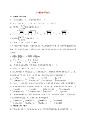 中考数学分类复习方程与不等式练习题.doc