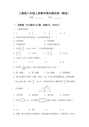 人教版八年级上册数学期末测试卷(精选).doc