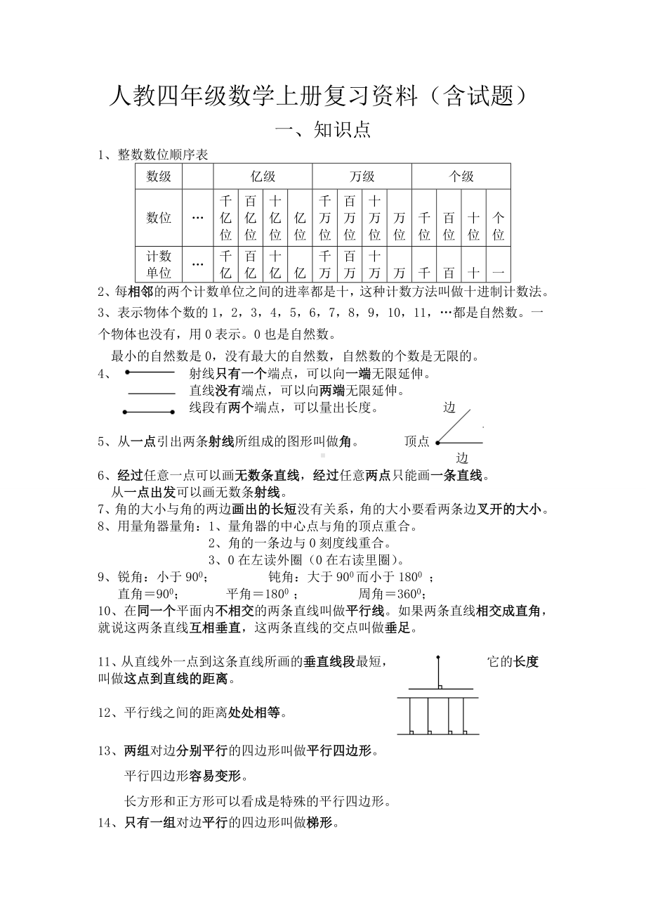 人教四年级数学上册复习资料(含试题).doc_第1页