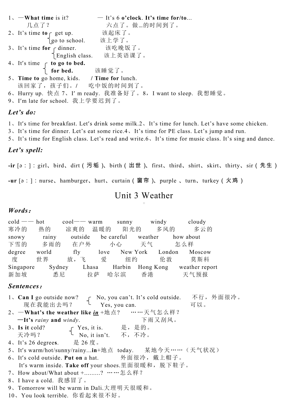 人教版四年级下册英语完整版知识归纳.doc_第2页