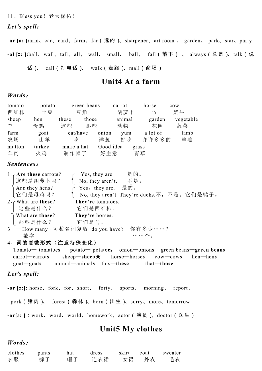 人教版四年级下册英语完整版知识归纳.doc_第3页