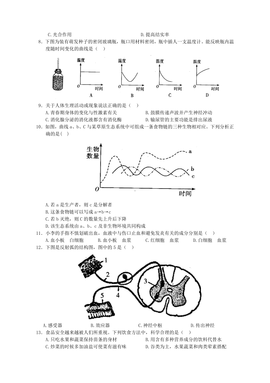 2020年广东省中考生物模拟试题(含答案).doc_第2页