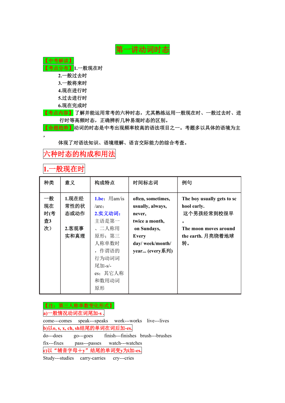 中考英语专题-时态和语态.doc_第1页