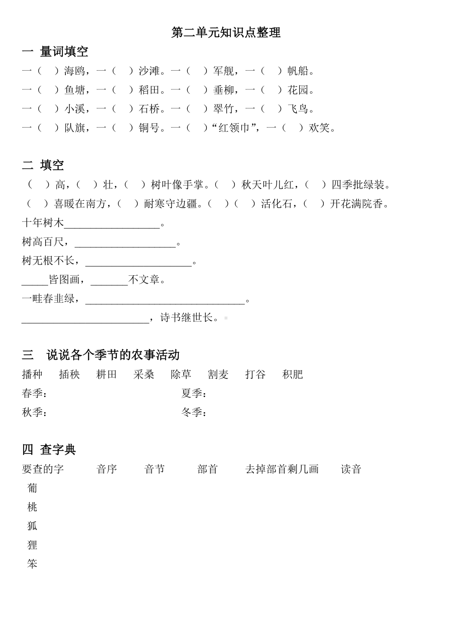 （部编版）二年级语文上册各单元知识点.doc_第2页