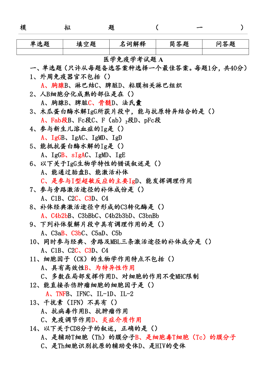 三套医学免疫学试题及答案-(2).doc_第1页