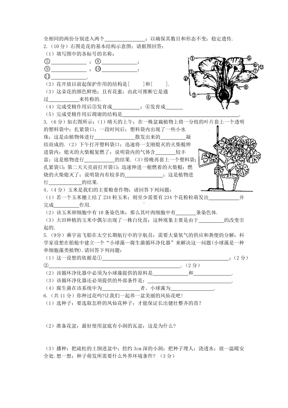 七年级生物上册期末试卷及答案人教版.doc_第3页