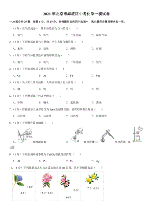 2021年北京市海淀区中考化学一模试卷(Word-+答案).docx