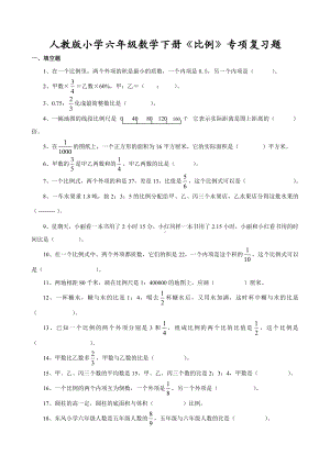 人教版小学六年级数学下册《比例》专项复习题.doc