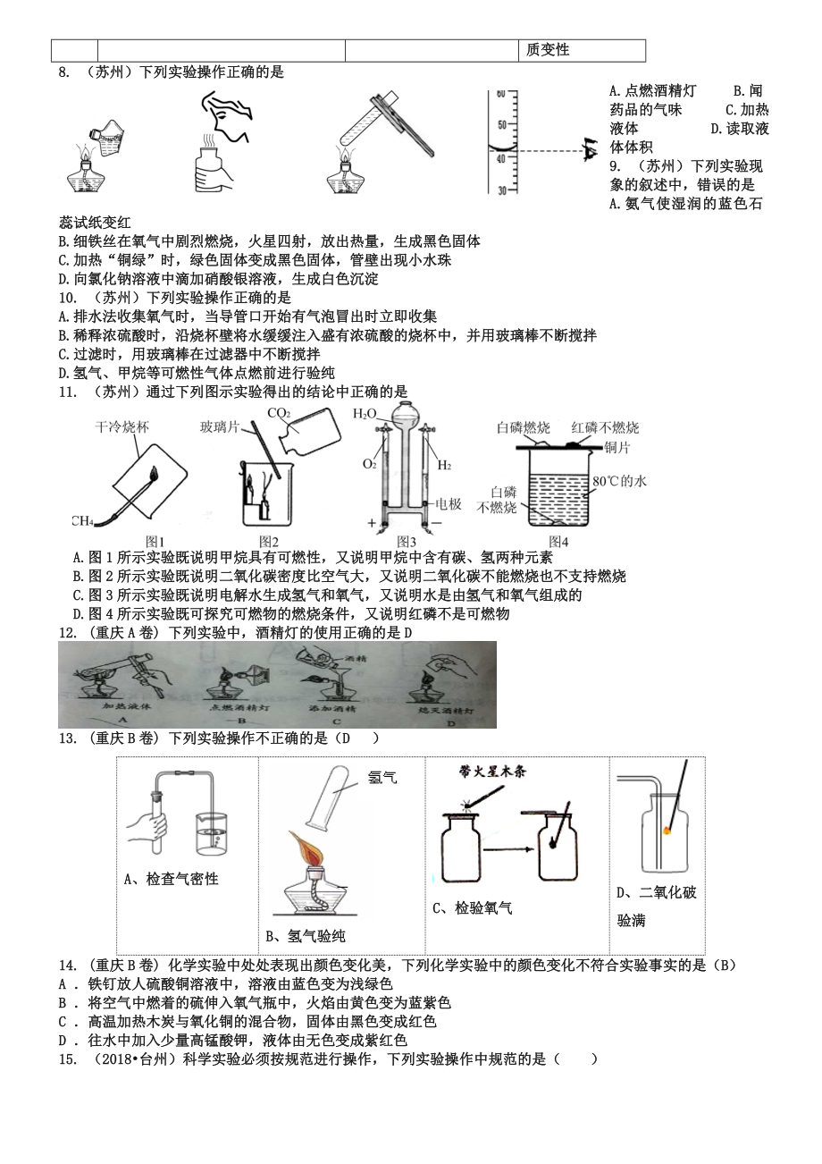 2019年全国各地中考化学试题分类汇编：实验基本操作(含答案).doc_第2页