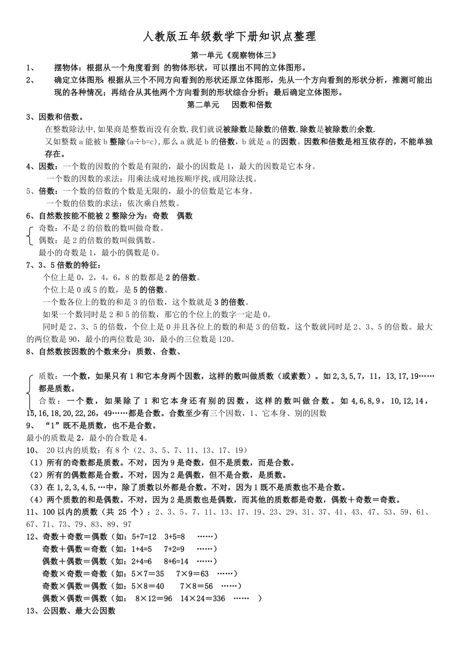 2020年人教版五年级数学下册知识点整理.doc_第1页