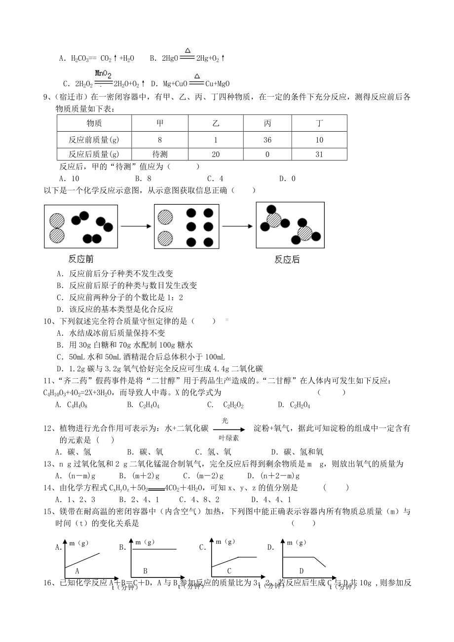 九年级化学《化学方程式》单元测试题.doc_第2页