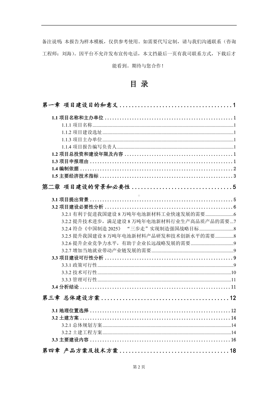 建设8万吨年电池新材料项目建议书写作模板.doc_第2页