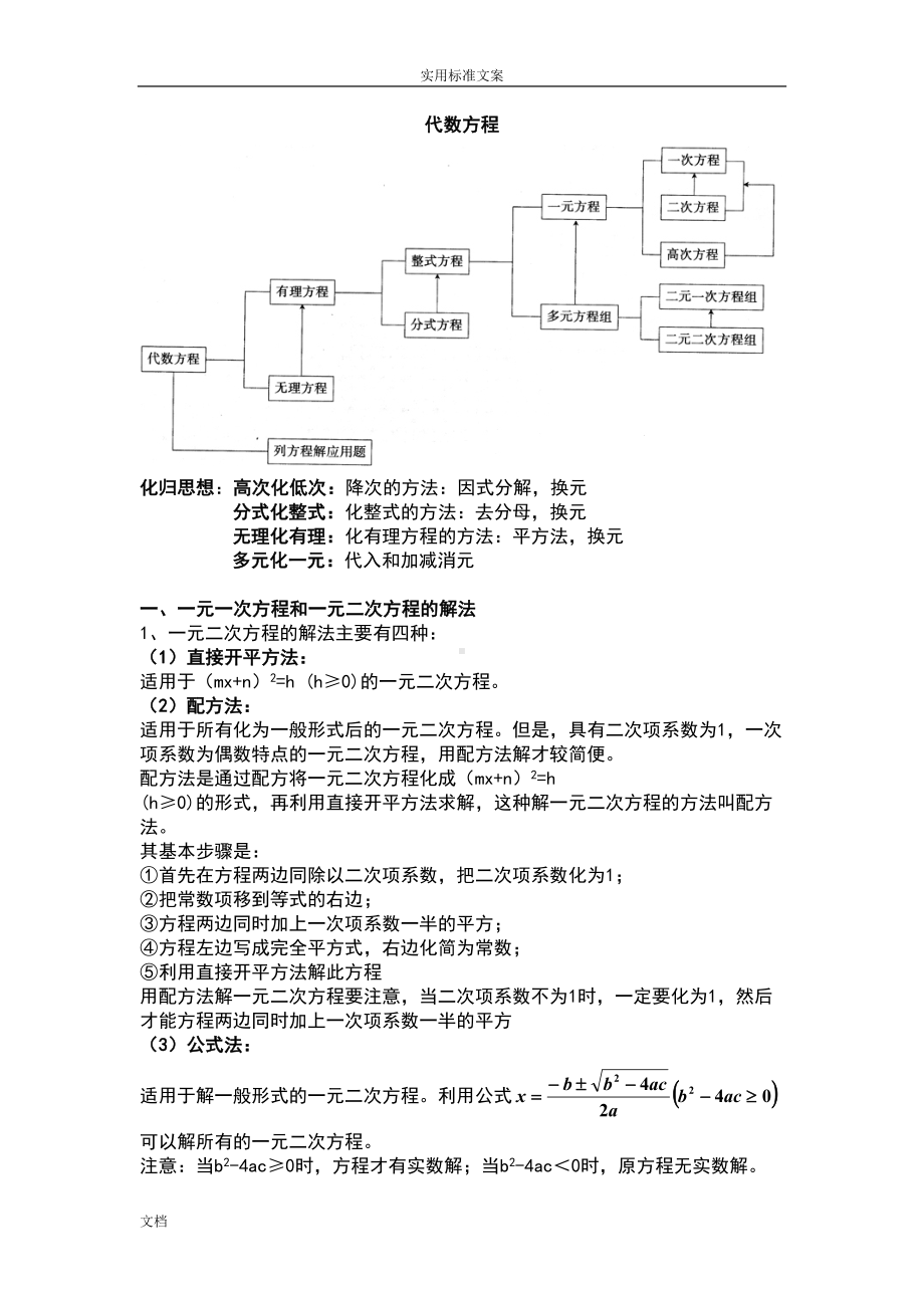 八年级下-2-代数方程知识点及应用题(DOC 12页).doc_第1页