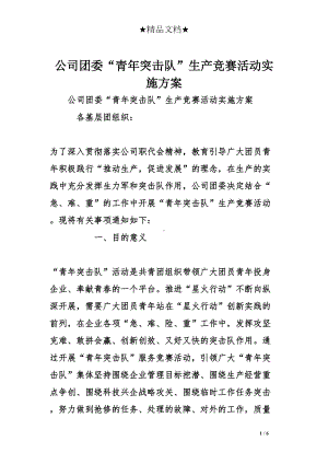 公司团委“青年突击队”生产竞赛活动实施方案(DOC 6页).doc