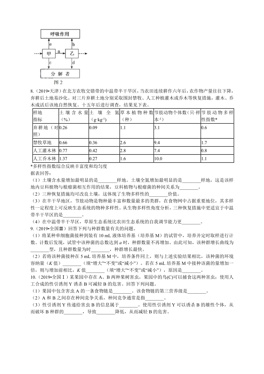 2019年高考生物真题分类汇编-种群和群落.doc_第3页