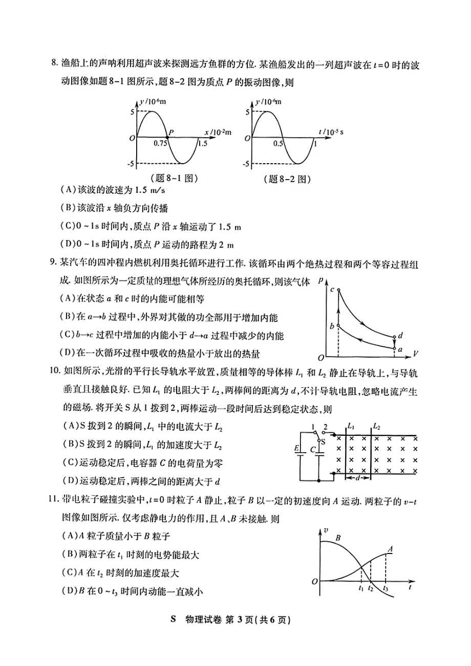 八省联考·江苏省2021年新高考适应性考试物理试题(含答案解析)(DOC 10页).docx_第3页