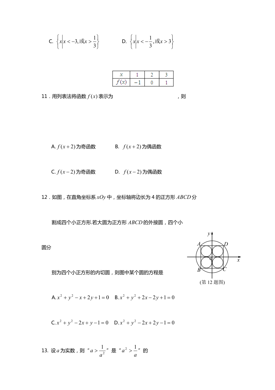 2020年浙江高中学业水平考试数学模拟试题.doc_第3页