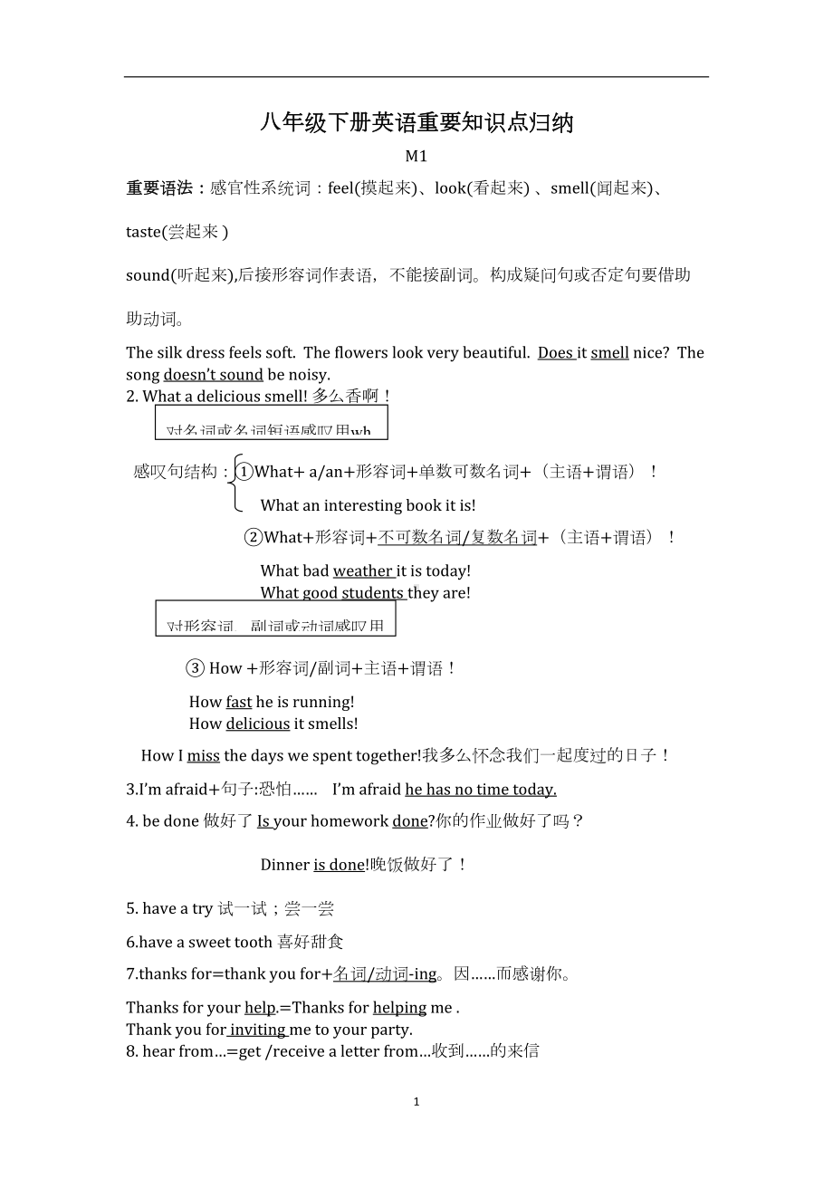 八年级下册英语重要知识点归纳(DOC 11页).docx_第1页