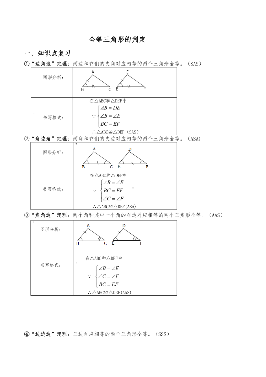 全等三角形的判定常考典型例题和练习题(DOC 15页).doc_第1页