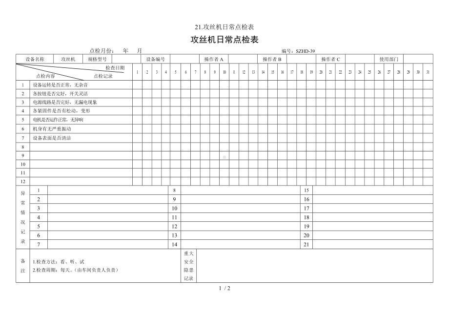 21.攻丝机日常点检表参考模板范本.doc_第1页