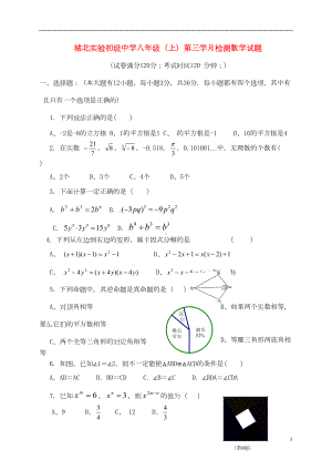 八年级数学上学期第三次月考试题(无答案)-华东师大版(DOC 5页).doc