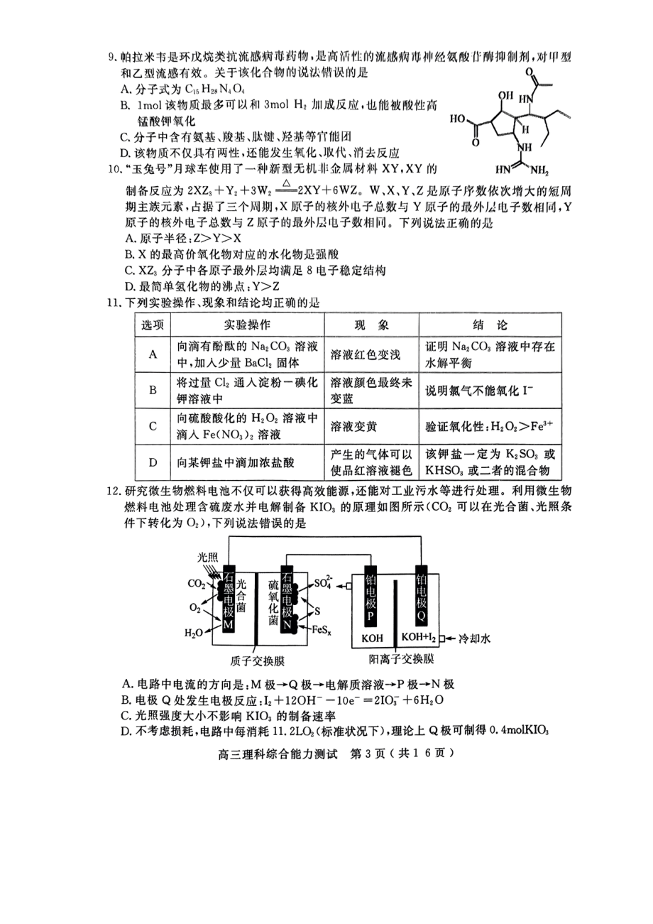 2023届河南省五市高三第二次联考理综试题 - 副本.pdf_第3页