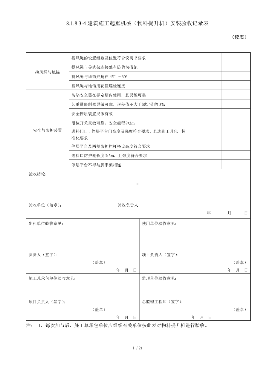 8.1.8.3-4建筑施工起重机械（物料提升机）安装验收记录表参考模板范本.doc_第2页