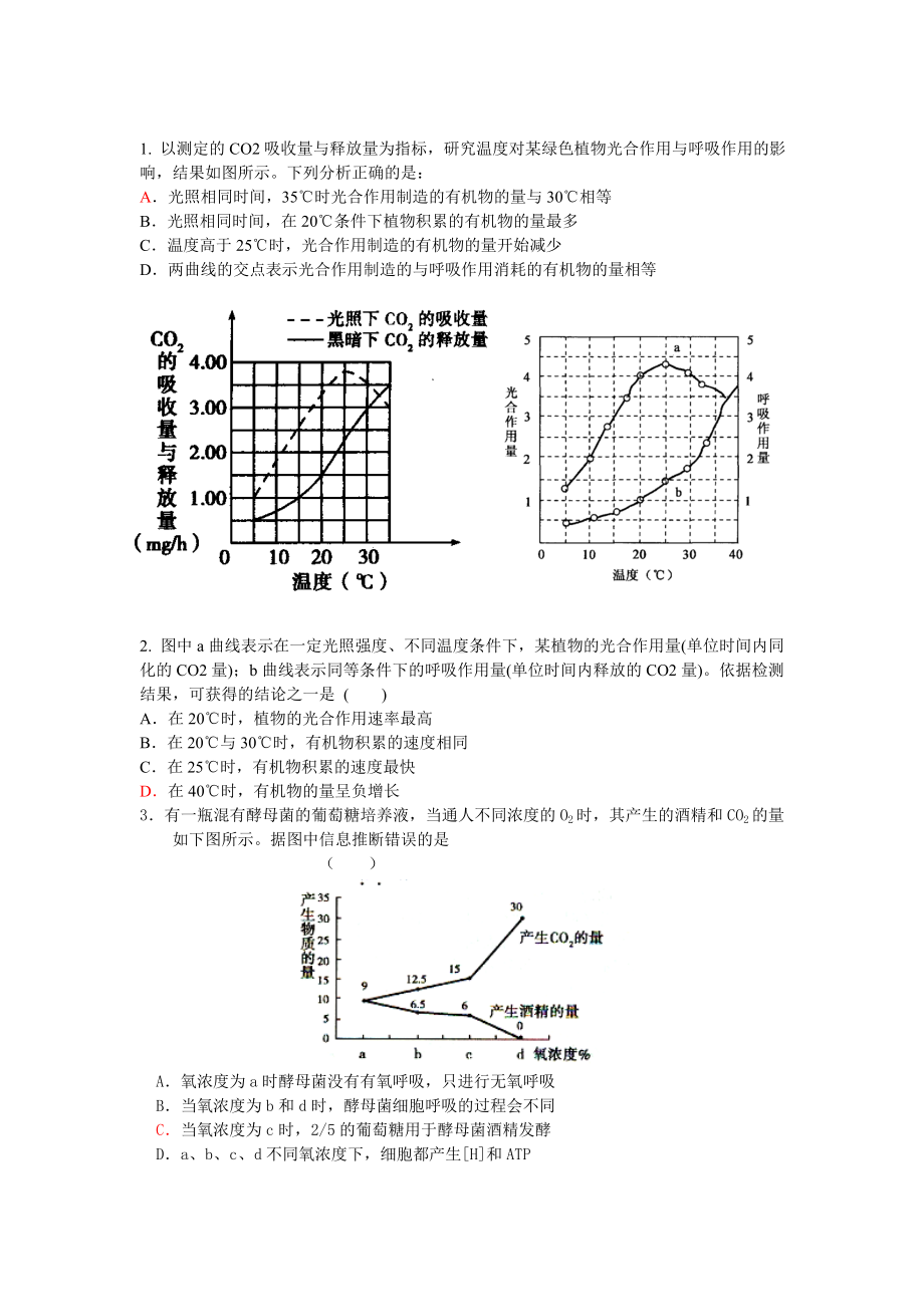 光和作用和呼吸作用经典习题剖析.doc_第1页