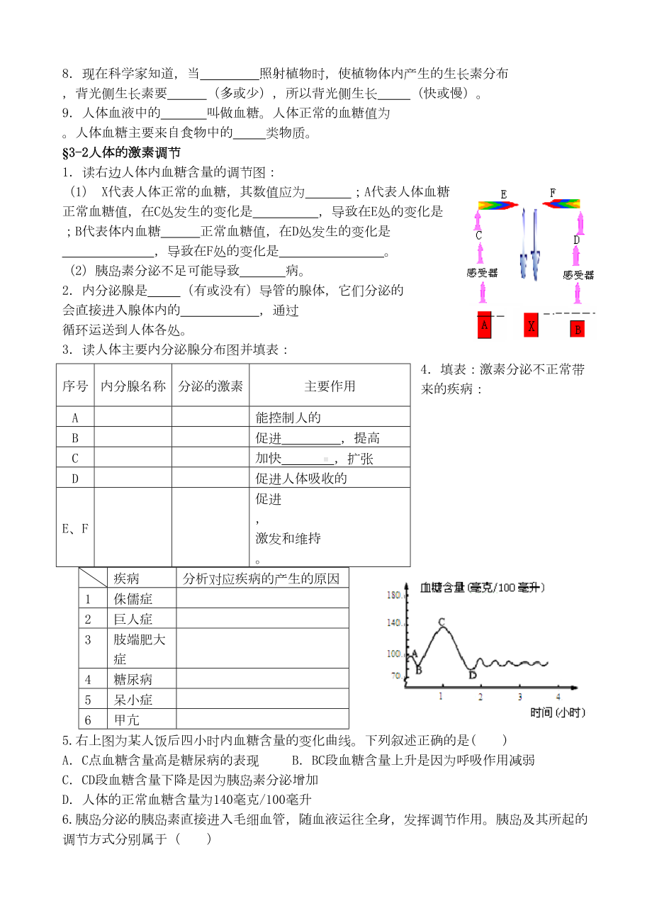 八年级科学(生命活动的调节1)-复习题(DOC 4页).doc_第2页