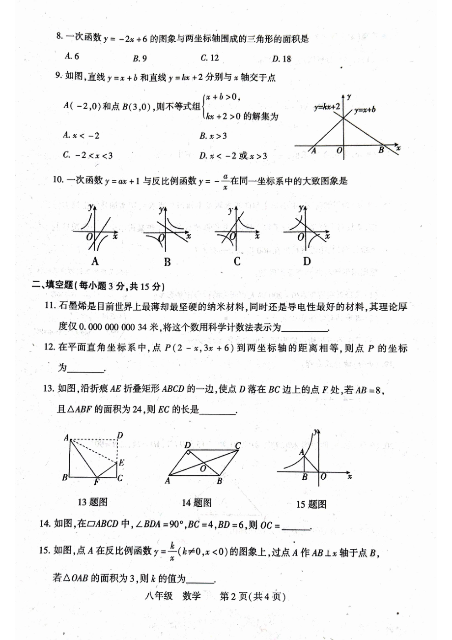 河南省洛阳市伊川县2022-2023学年八年级下学期4月期中数学试题.pdf_第2页